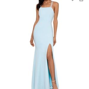 betsy and adam aqua formal dress